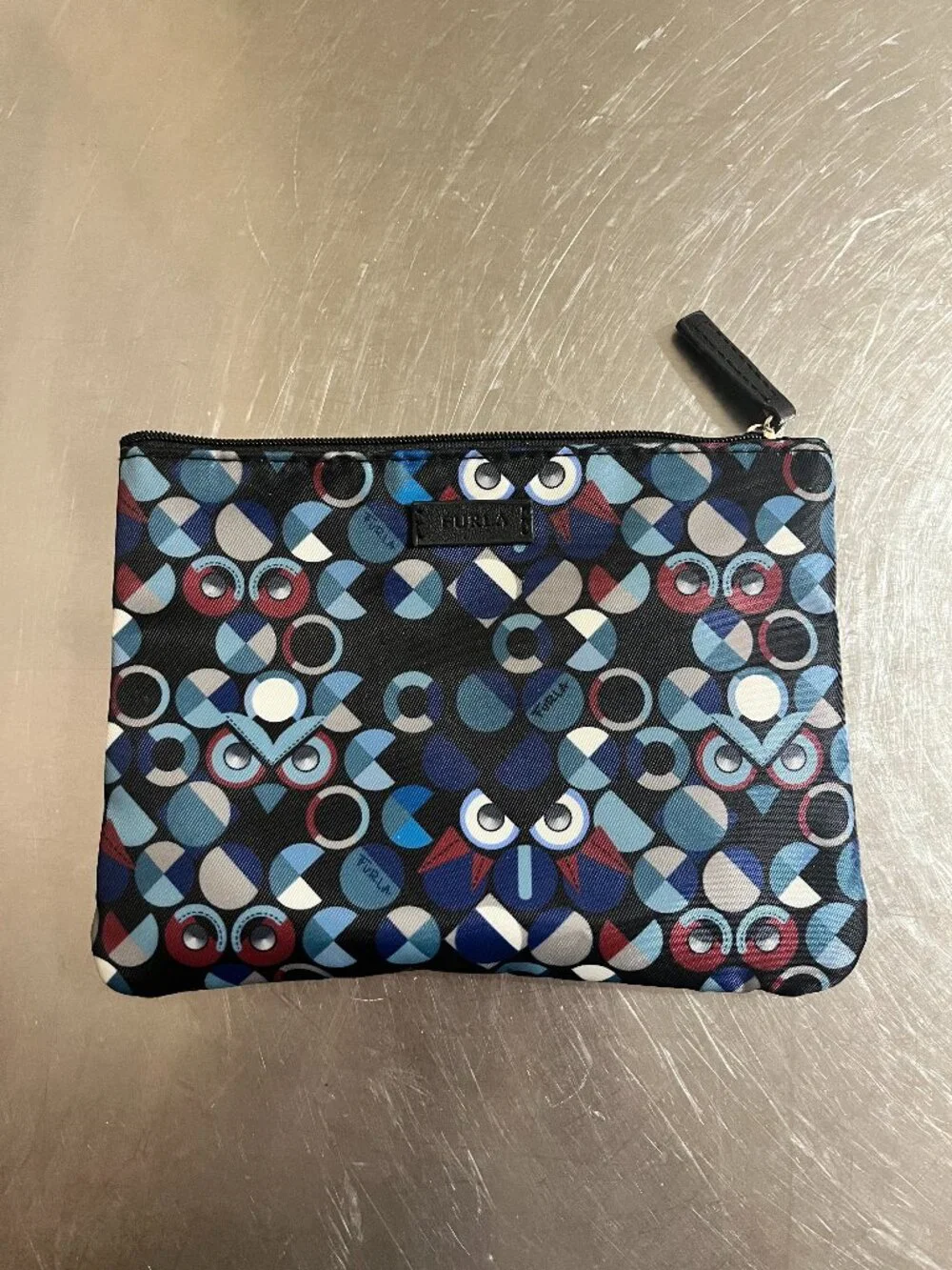 FURLA Blue Geometric Owl Travel Pouch by Eva Air